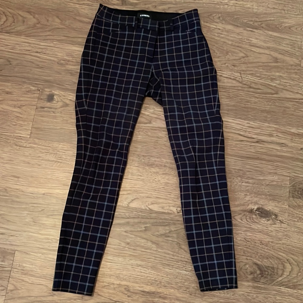 Express skinny mid rise checked dress pants